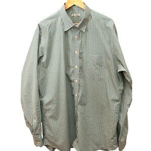 Thomas Mason Men's Green Blue White Preppy Plaid Button Down Shirt Quiet Luxury